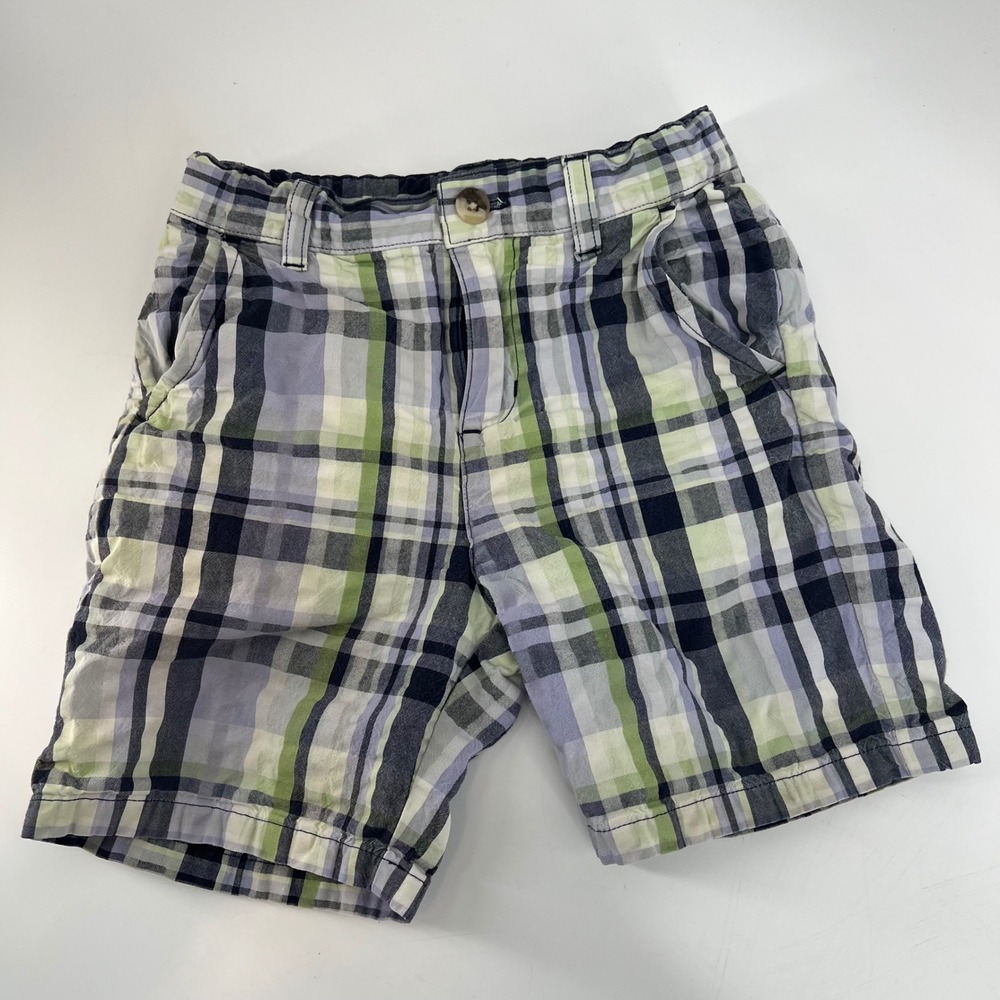 Janie and Jack Plaid Shorts Kids 18-24 Months Green Blue White Button Fly - Picture 3 of 7